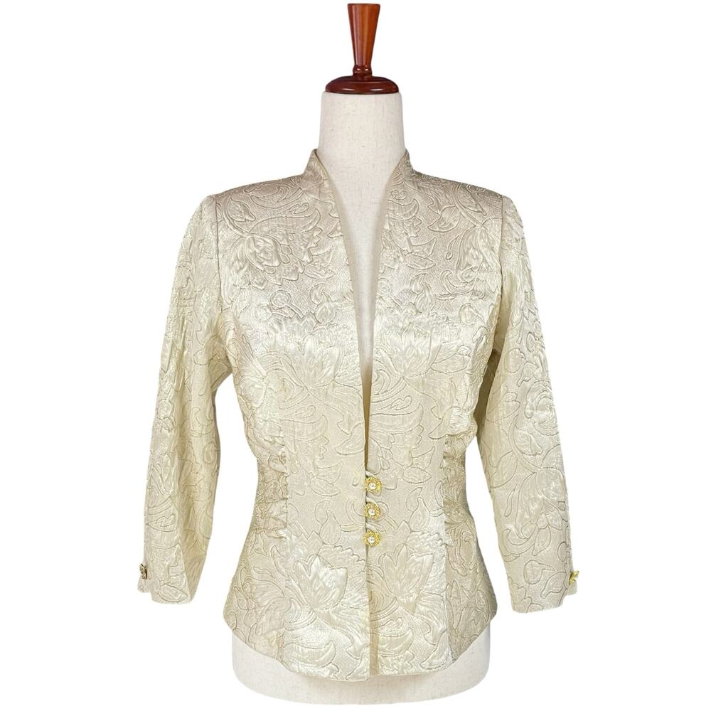J.R. NITES by CALIENDO Vintage 90s Metallic Brocade Evening Jacket Blazer Size 6